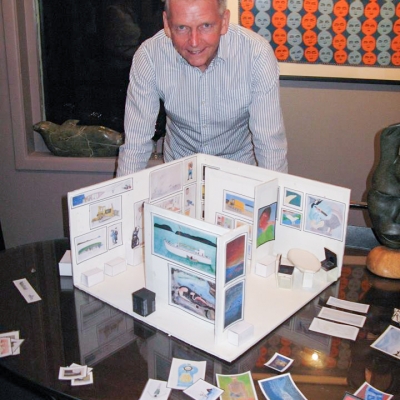 Bruce Hunter working on scale model of Art Toronto booth, 2012