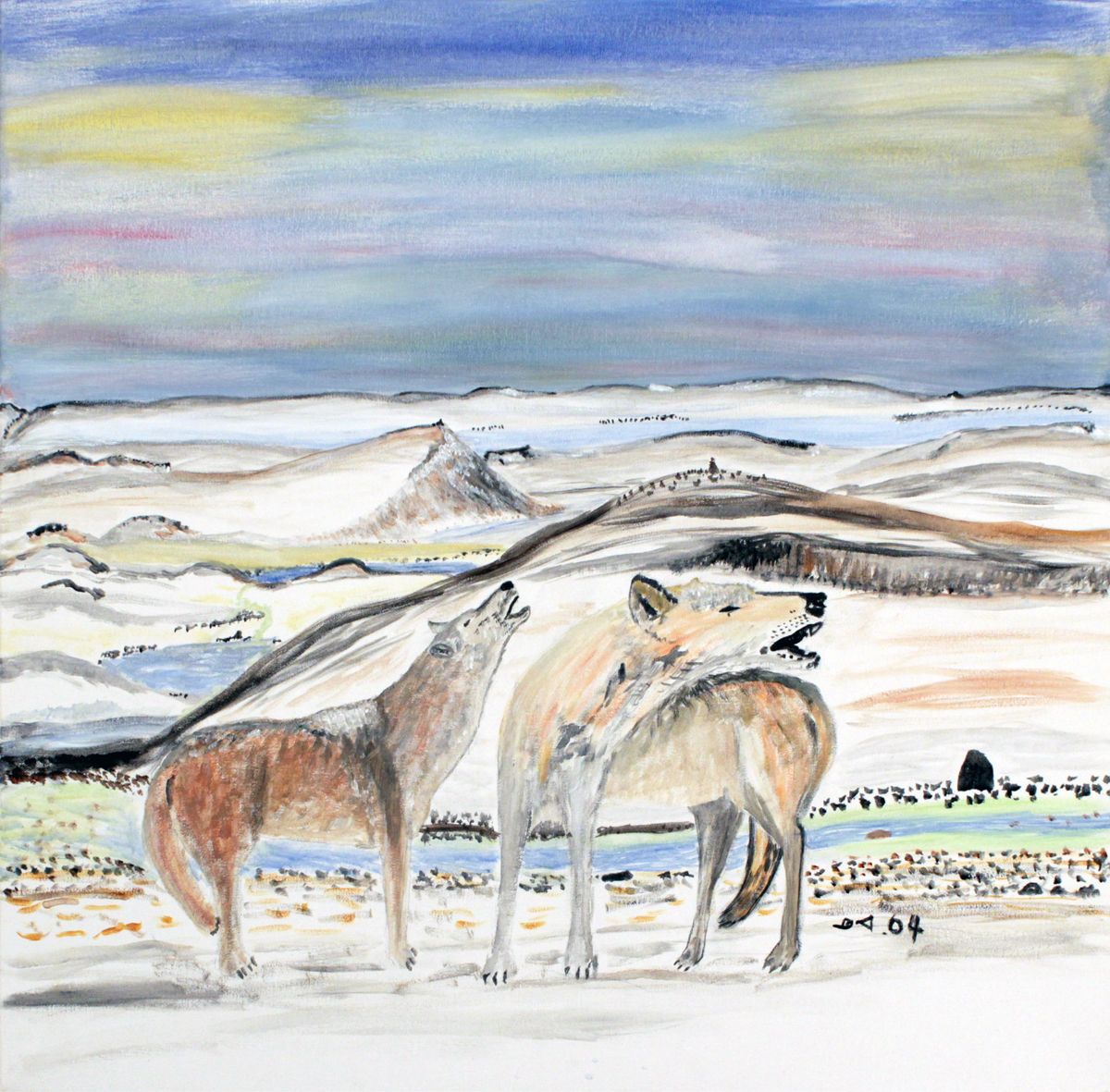 WINTER SCENE WITH WOLVES
