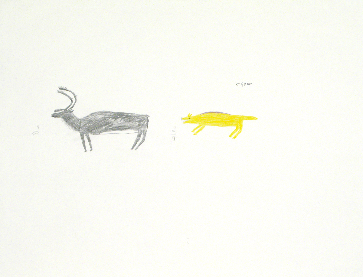 COMPOSITION (WOLF CHASING CARIBOU)