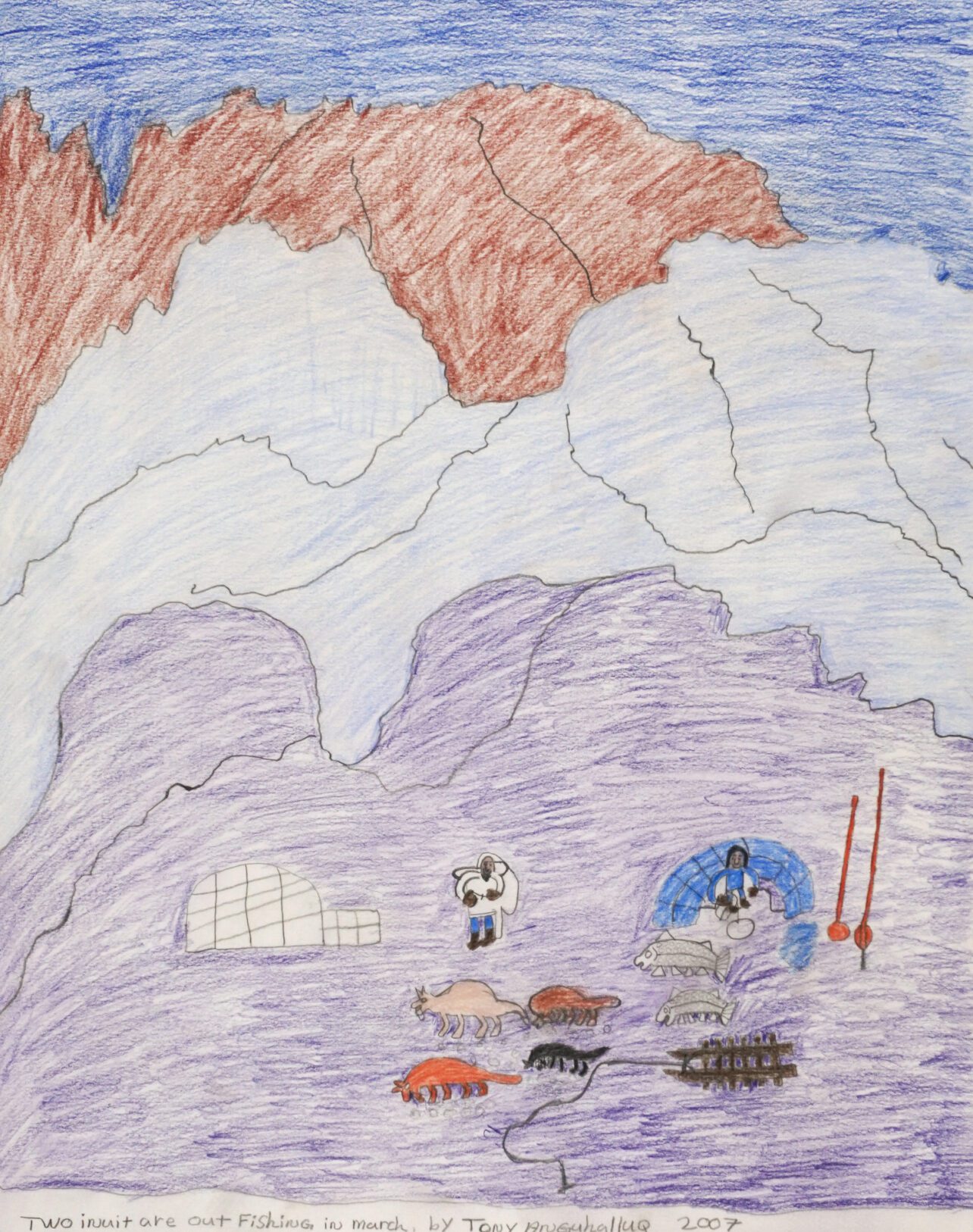 TWO INUIT ARE OUT FISHING IN MARCH - Indigenous Art Gallery ...