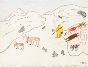 ONE INUK GOING OUT CARIBOU HUNTING AND READY TO CATCH CARIBOU IN FEBRUARY